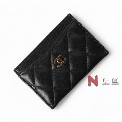 샤넬 AP0213 클래식 램스킨 금장 로고 카드지갑